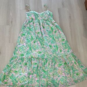 Lilly Pulitzer Hiedi Cotton Maxi Dress in Fins and Flippers